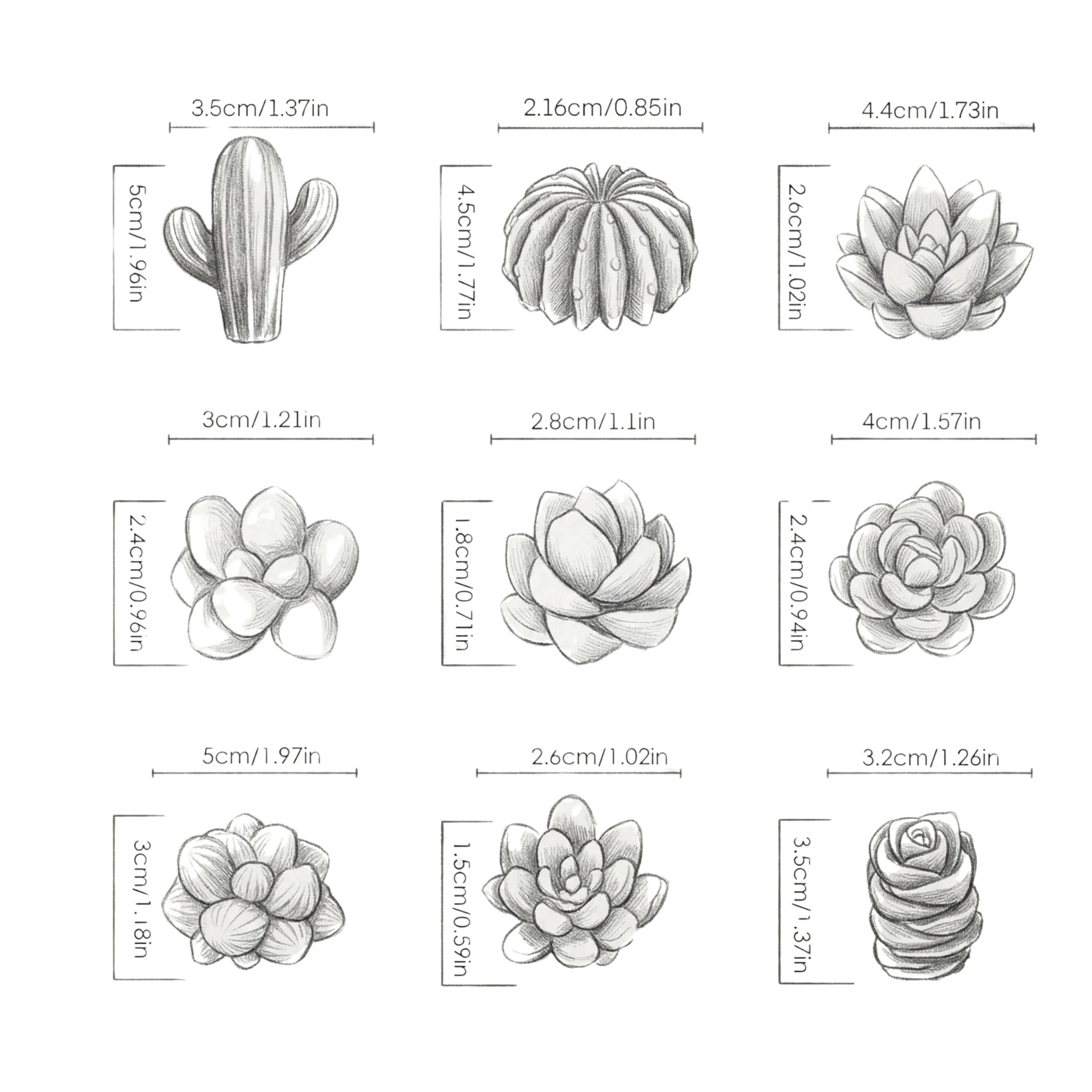 Succulent & Cactus Wax Melt Mould Set — 10 Piece - Image 4